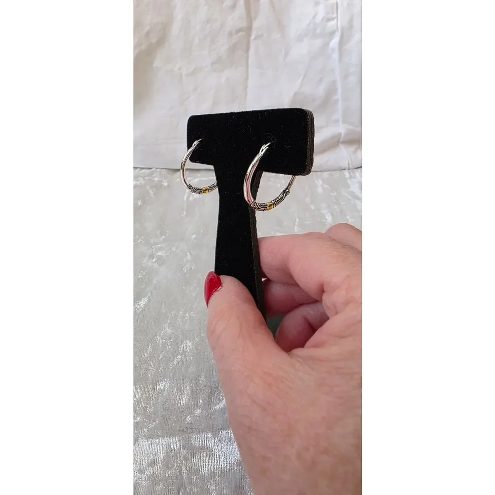 Brighton Beach Two Tone Hoop Earrings* - Picture 2 of 4